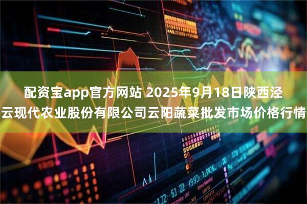 配资宝app官方网站 2025年9月18日陕西泾云现代农业股份有限公司云阳蔬菜批发市场价格行情